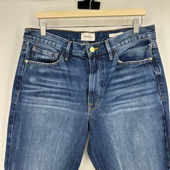 Frame Le Piper Womens Jeans Size 32 in Blue Sky High Rise Slim Straight Cropped - Picture 14 of 15